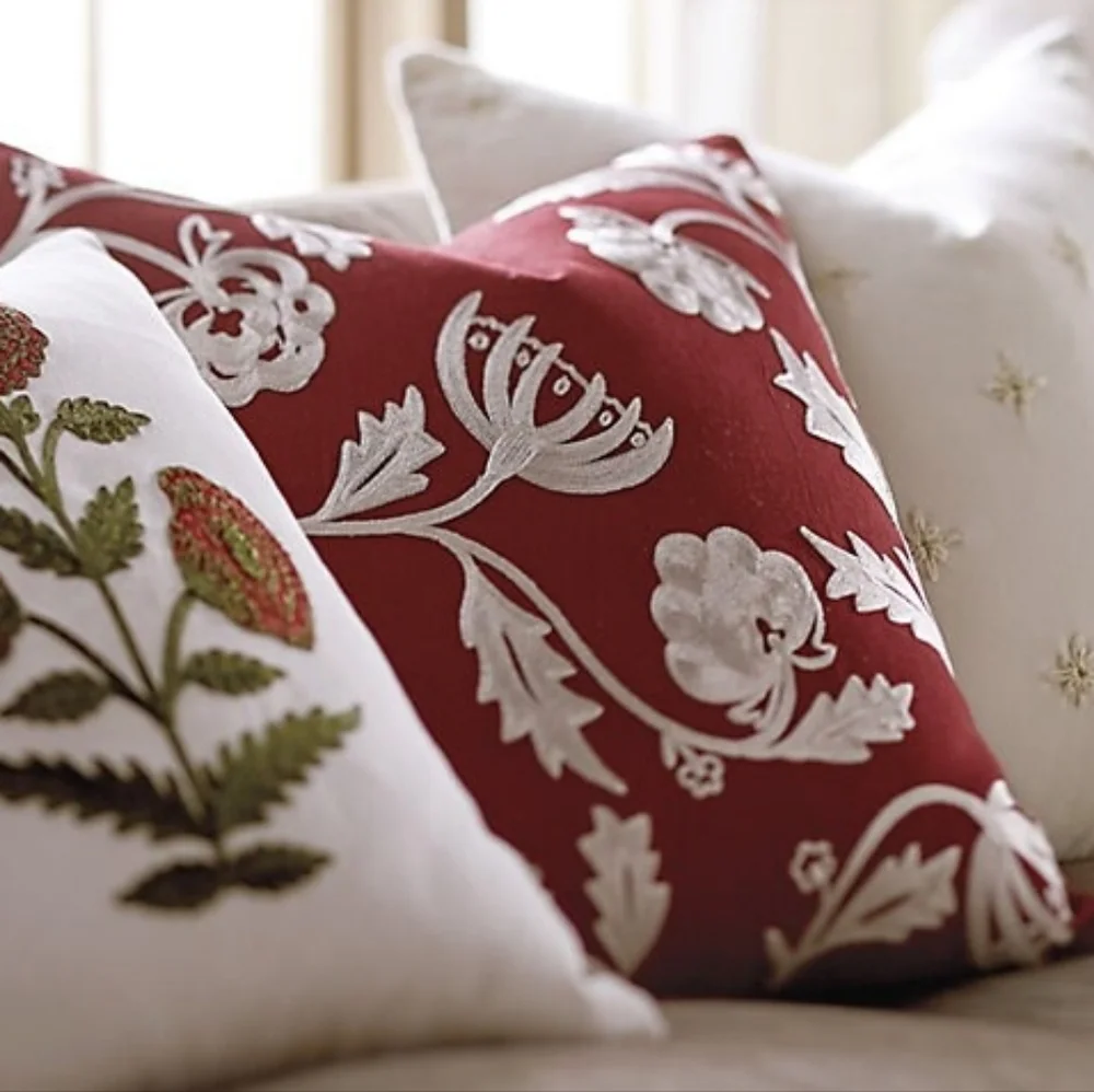Ballard Tabitha Crewel Embroidered Floral Pillow Cover Set